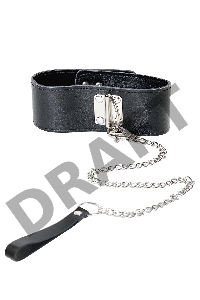 Ошейник TOYFA Theatre кожаный с поводком черный