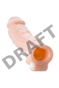 Насадка Toyfa XLover, для увеличения размеров с вибрацией, TPR, телесный, 18,5 см