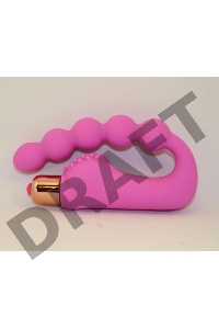 Розовый силиконовый вибромассажер в форме подковы