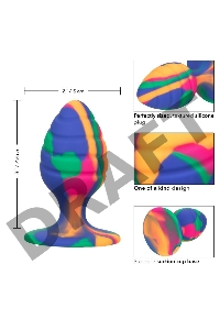 Яркая анальная пробка Cheeky Medium Swirl Tie-Dye Plug - 7,5 см.