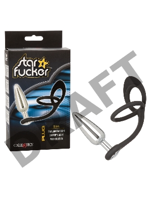 Анальная пробка с эрекционным кольцом STARFUCKER SLIM PLUG