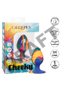 Яркая анальная пробка Cheeky Medium Swirl Tie-Dye Plug - 7,5 см.