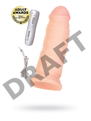 Реалистичный вибратор TOYFA RealStick Elite Vibro, TPR, телесный, 7 режимов вибрации, 18 см