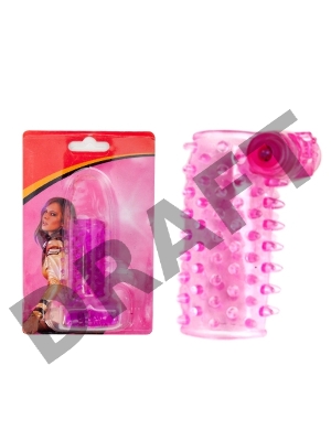 Розовая сквозная вибронасадка на пенис с шипами