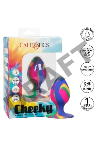 Яркая анальная пробка Cheeky Medium Tie-Dye Plug - 7,5 см.