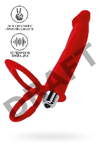 Насадка на пенис для двойного проникновения Black&Red by TOYFA, силикон, красная, 19 см