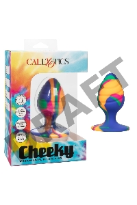 Яркая анальная пробка Cheeky Medium Swirl Tie-Dye Plug - 7,5 см.