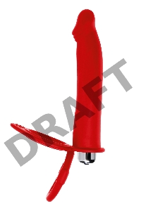 Насадка на пенис для двойного проникновения Black&Red by TOYFA, силикон, красная, 19 см