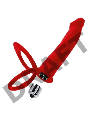 Насадка на пенис для двойного проникновения Black&Red by TOYFA, силикон, красная, 19 см