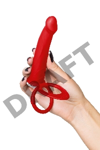 Насадка на пенис для двойного проникновения Black&Red by TOYFA, силикон, красная, 19 см