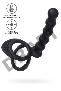 Насадка на пенис для двойного проникновения Black&Red by TOYFA, силикон, черная, 19,5 см