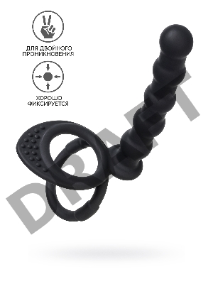 Насадка на пенис для двойного проникновения Black&Red by TOYFA, силикон, черная, 19,5 см