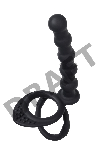 Насадка на пенис для двойного проникновения Black&Red by TOYFA, силикон, черная, 19,5 см