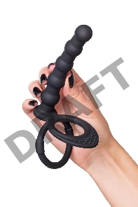 Насадка на пенис для двойного проникновения Black&Red by TOYFA, силикон, черная, 19,5 см