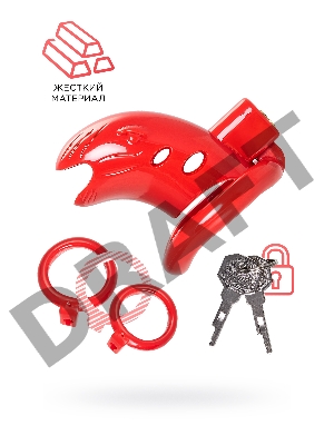 Пояс верности мужской Black&Red by TOYFA, ABS пластик, красный, 10 см