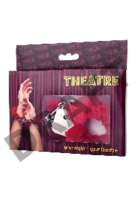 Наручники TOYFA Theatre, меховые,  красные, 28 см.