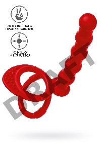 Насадка на пенис для двойного проникновения Black&Red by TOYFA, силикон, красная, 19,5 см