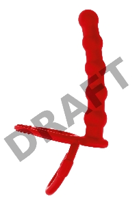 Насадка на пенис для двойного проникновения Black&Red by TOYFA, силикон, красная, 19,5 см
