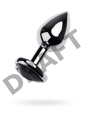 Анальная втулка Metal by TOYFA, металл, серебряная, с чёрным кристаллом, 7 см, Ø 2,7 см, 50 г