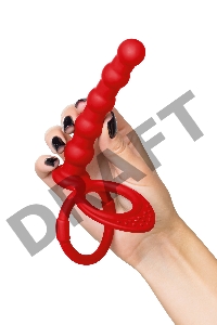 Насадка на пенис для двойного проникновения Black&Red by TOYFA, силикон, красная, 19,5 см