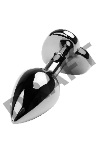 Анальная втулка Metal by TOYFA, металл, серебряная, с чёрным кристаллом, 7 см, Ø 2,7 см, 50 г