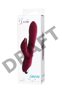 Вибратор с клиторальным стимулятором L'EROINA by TOYFA Sangra, силикон, бордовый, 20,5 см