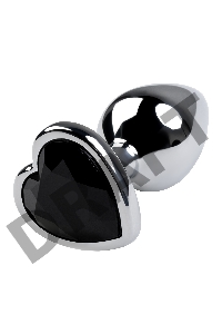 Анальная втулка Metal by TOYFA, металл, серебряная, с чёрным кристаллом, 7 см, Ø 2,7 см, 50 г