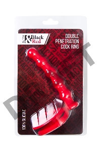 Насадка на пенис для двойного проникновения Black&Red by TOYFA, силикон, красная, 19,5 см