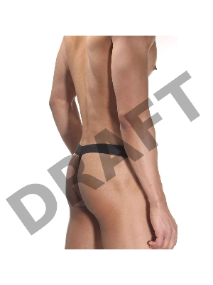 Трусы мужские стринги с гульфиком в синюю круглую сетку