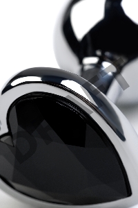 Анальная втулка Metal by TOYFA, металл, серебряная, с чёрным кристаллом, 7 см, Ø 2,7 см, 50 г