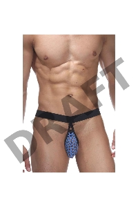 Трусы мужские стринги с гульфиком в синюю круглую сетку