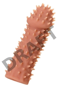 Насадка KOKOS  с дополнительной стимуляцией, реалистичная, TPE, бежевый, 12.7 см