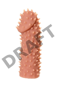 Насадка KOKOS  с дополнительной стимуляцией, реалистичная, TPE, бежевый, 12.7 см