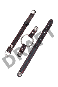 Кляп Кольцо 46 мм с красной строчкои Pecado BDSM, натуральная кожа, черный