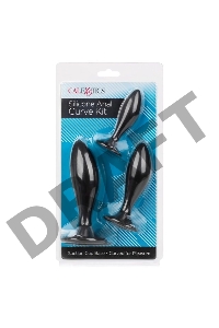 Набор из трех черных анальных пробок Silicone Anal Curve Kit