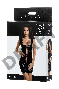 Платье Glossy MICHELLE из материала Wetlook с заклепками, черный, XL