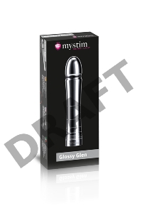 Фаллоимитатор Mystim Glossy Glen, электростимуляция, хирургическая сталь, серебряный, 14 см