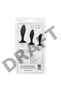 Набор из трех черных анальных пробок Silicone Anal Curve Kit
