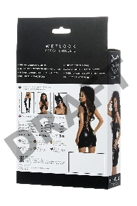 Платье Glossy MICHELLE из материала Wetlook с заклепками, черный, XL