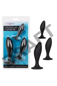 Набор из трех черных анальных пробок Silicone Anal Curve Kit