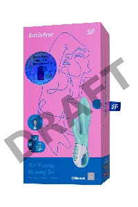Нереалистичный вибратор Satisfyer Air Pump Bunny 5, силикон, зеленый, 15 см.
