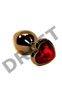 Чёрная пробка с красным сердцем-кристаллом - 7 см.