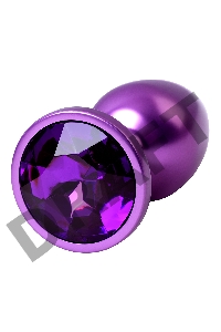 Анальная втулка, Metal by TOYFA, фиолетовая, с фиолетовым кристаллом, 7,2 см, Ø2,8 см, 50 г