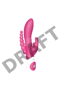 Розовый вибратор-кролик с анальным отростком The Beaded D.P.Rabbit