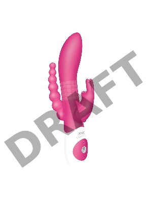 Розовый вибратор-кролик с анальным отростком The Beaded D.P.Rabbit