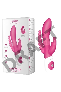 Розовый вибратор-кролик с анальным отростком The Beaded D.P.Rabbit