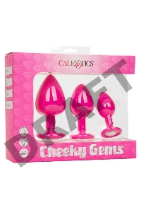 Набор из трёх розовых анальных пробок с кристаллом Cheeky Gems