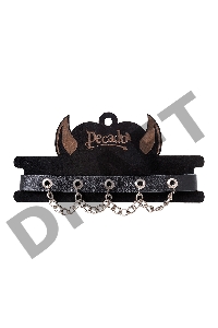 Чокер с цепочкой Pecado BDSM, натуральная кожа, черный