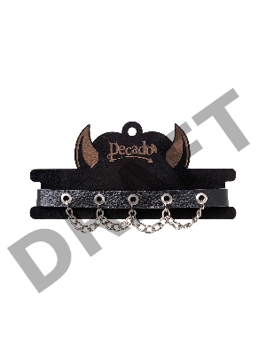 Чокер с цепочкой Pecado BDSM, натуральная кожа, черный