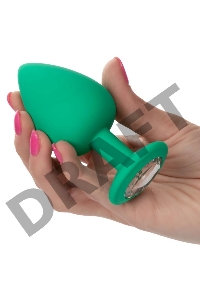 Набор из трёх зеленых анальных пробок с кристаллом Cheeky Gems